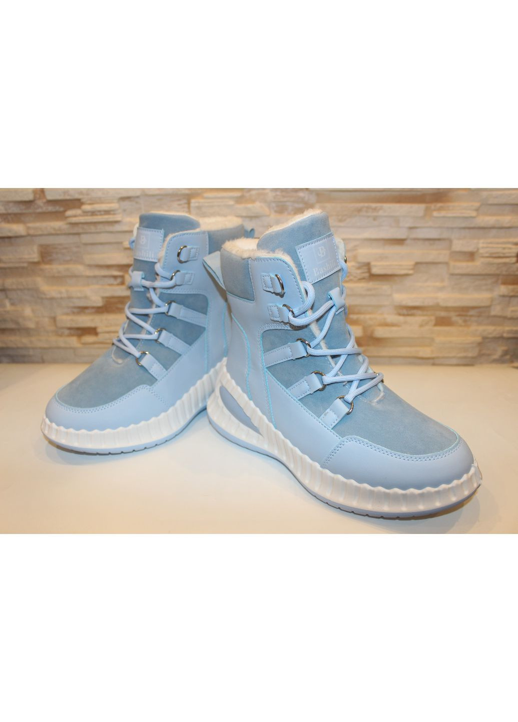 Зимние ботинки женские зимние голубые No Brand без декора из искусственной кожи, плащевка