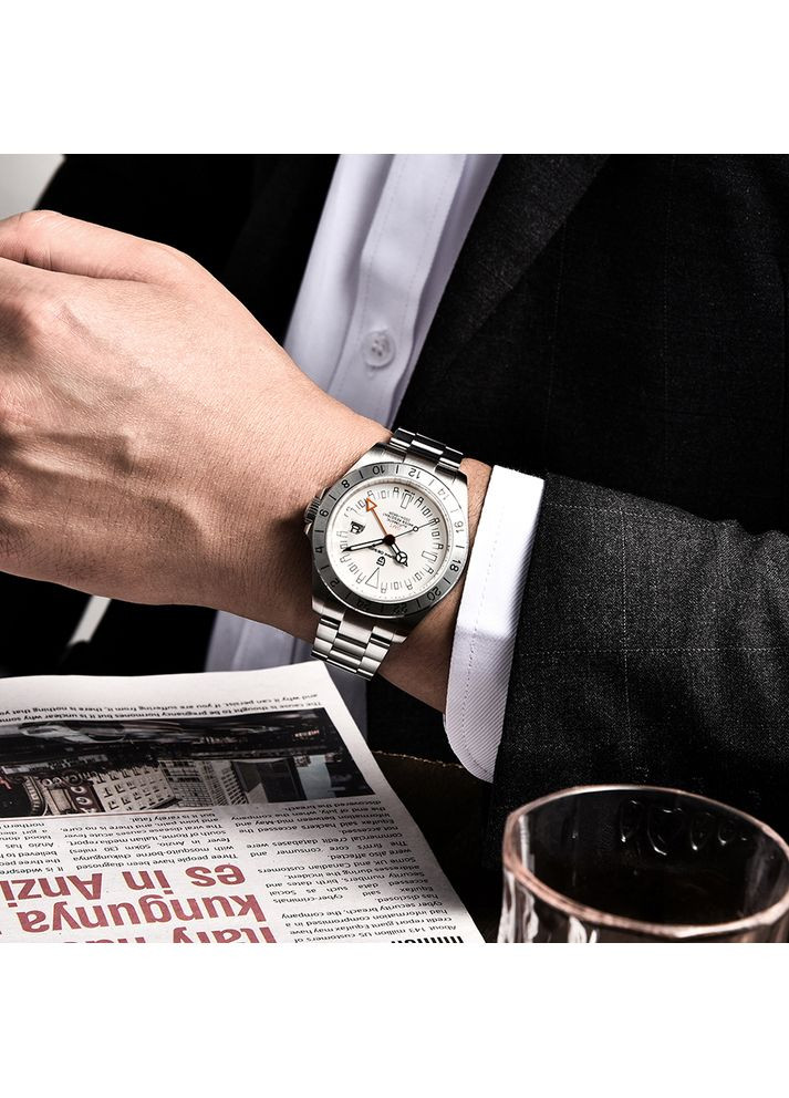 Часы PD-1693 Silver-White кварцевые мужские с календарем водонепроницаемые до 200 м дайверские ProDobro (367266184)