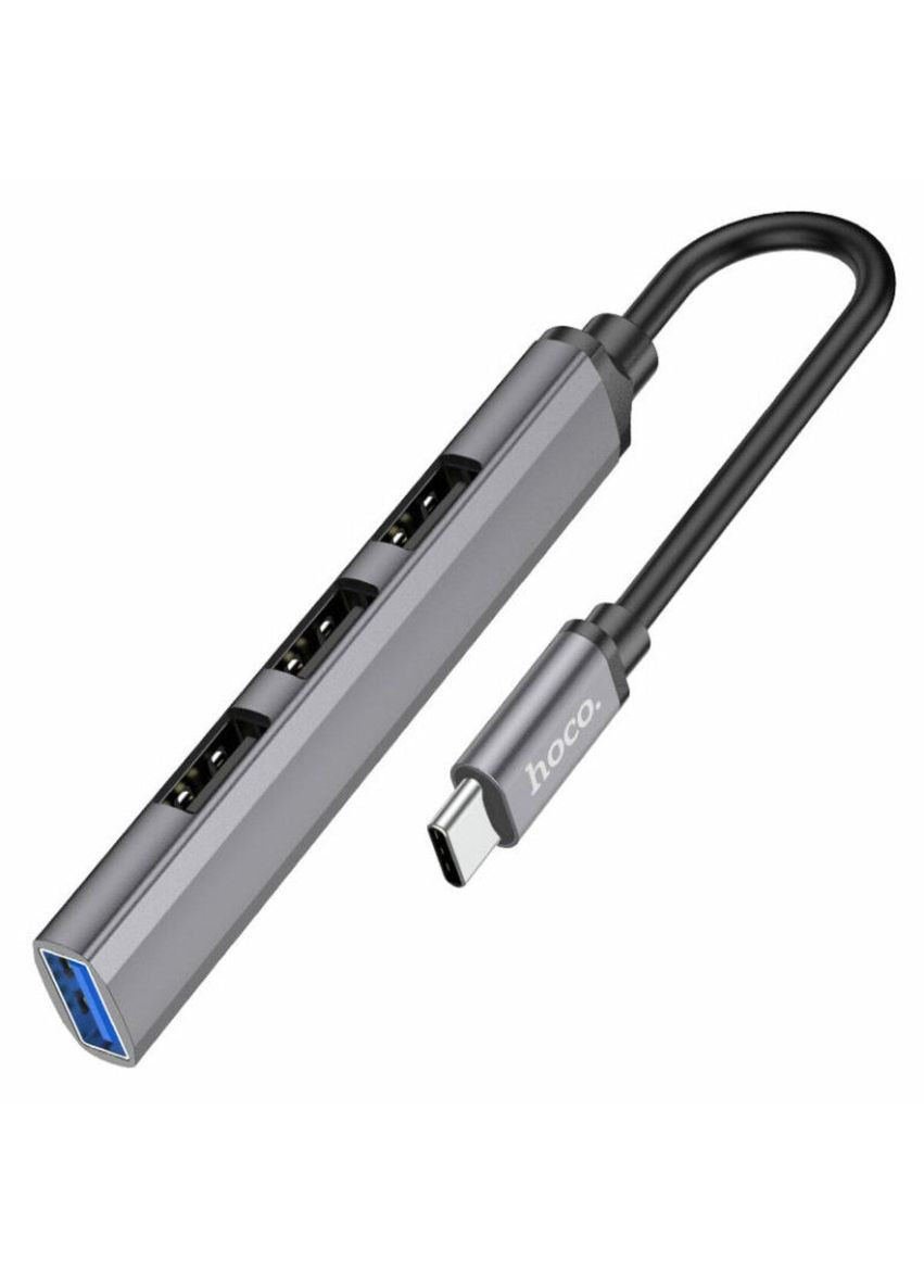 Кабель-перехiдник HB26 4 in 1 adapter(Type-C to USB3.0+USB2.0*3) Metal Gray Hoco (355412578)