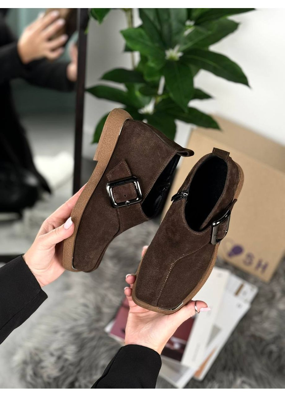 Осенние натуральные женские ботинки No Brand из натуральной замши