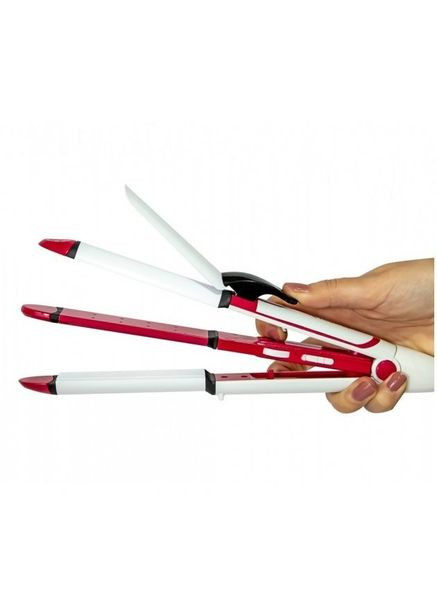 Стайлер для волосся 3 в 1 плойка щипці прасок ефект гофре GM 2921 Pro Білий Gemei (306716605)