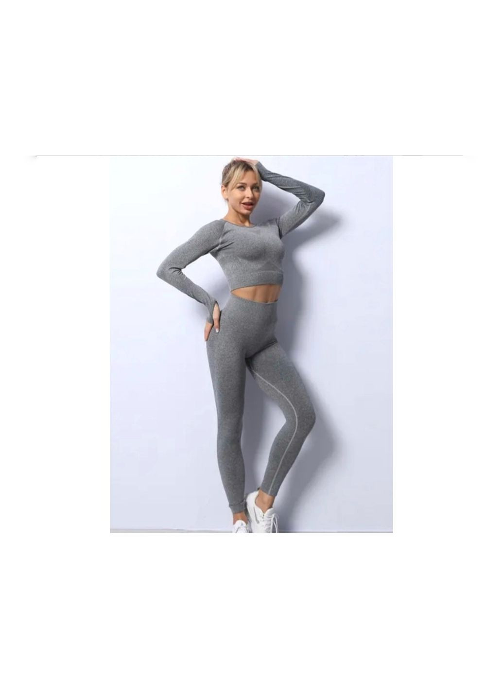 Женский спортивный комплект для фитнеса костюм для спорта бесшовные лосины и лонгслив размер ( ) No Brand (330618825)