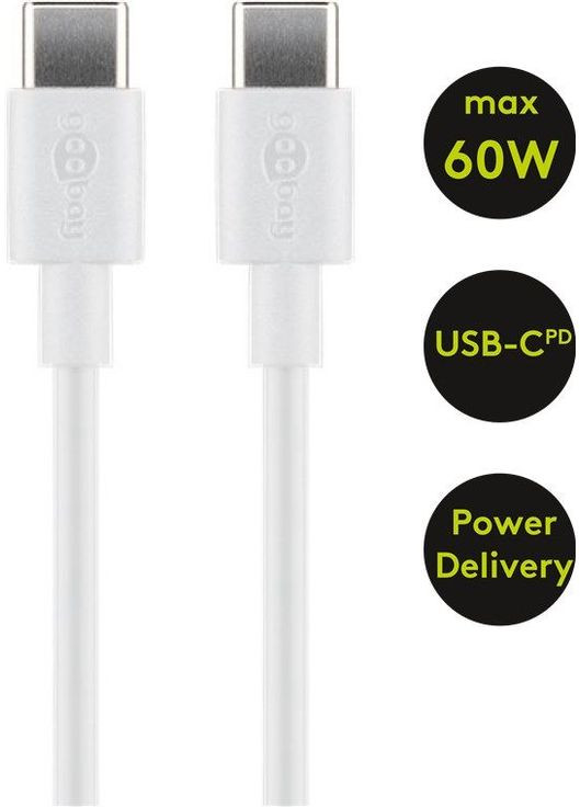Кабель USB Type C 60W M/M (тато/тато) 0.5m (USB3.2 Gen2) 10Gbps Cu Goobay (369645801)