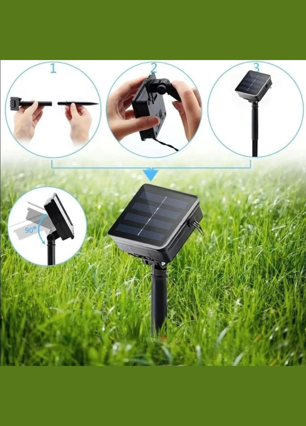 Вулична гірлянда на сонячній батареї 8 mode 12 метрів 100 LED RGB No Brand (302242578)