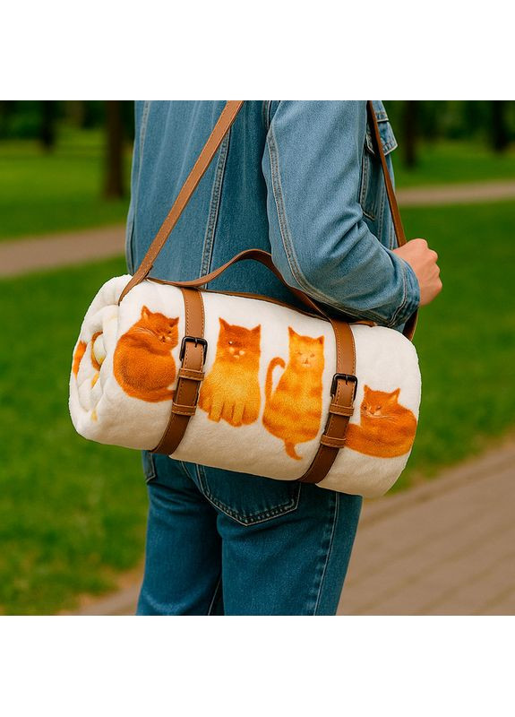 Плед флісовий тревел Котики з ременем 150 x 200 см (88183) Love You (362459178)