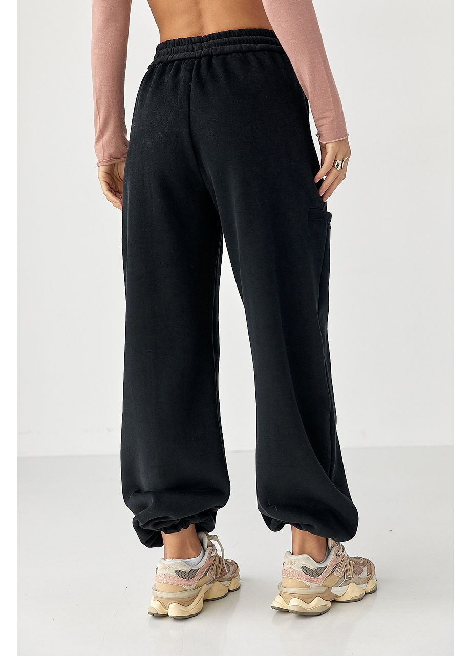 Однотонные теплые спортивные штаны с затяжками внизу Lurex (368276479)