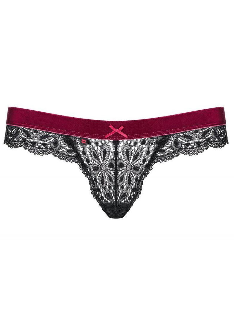 Стринги ажурные Rossita, черный/бордовый, S/M Obsessive (303907942)