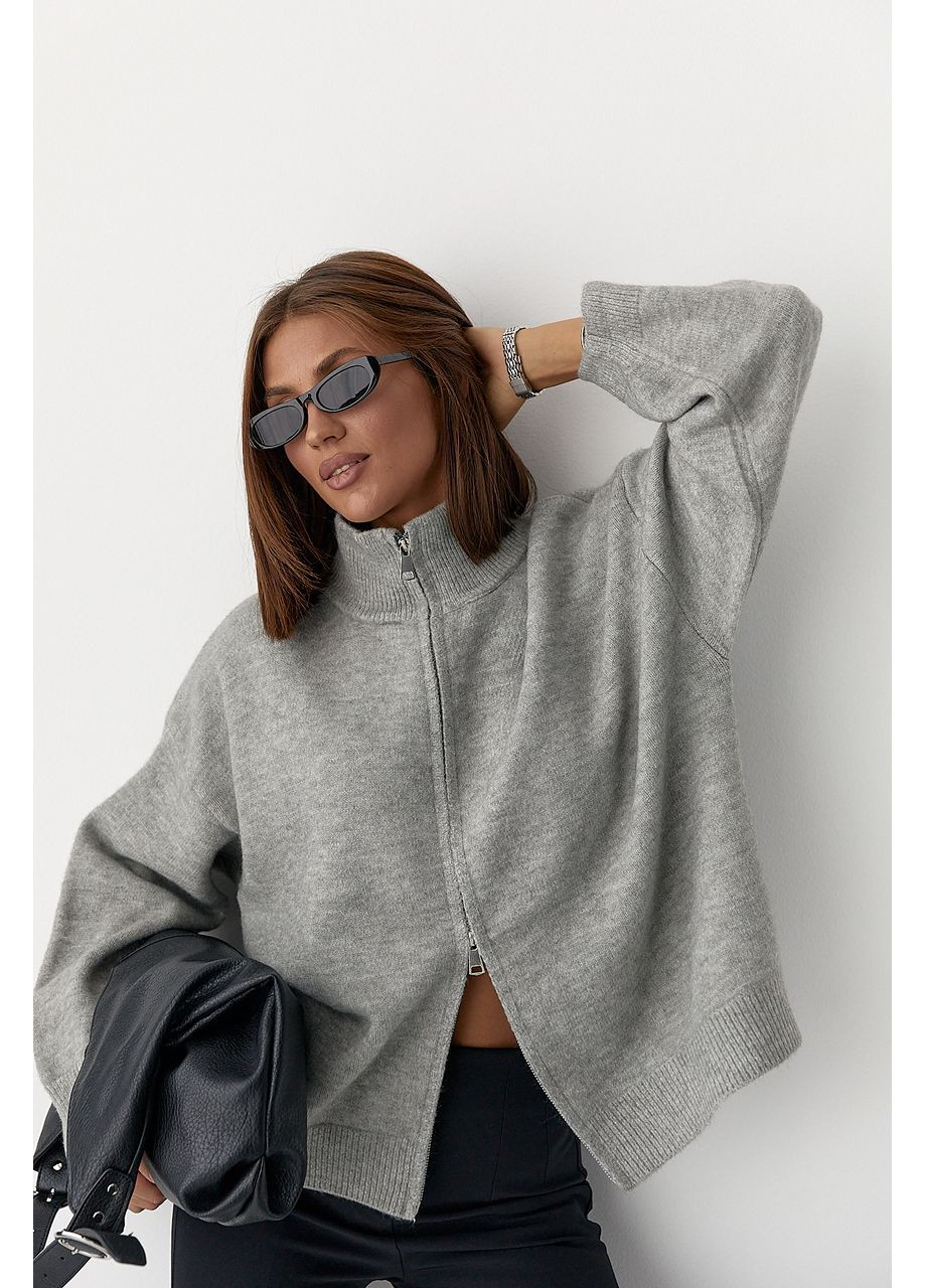 Теплий в'язаний кардиган на блискавці No Brand (360392836)