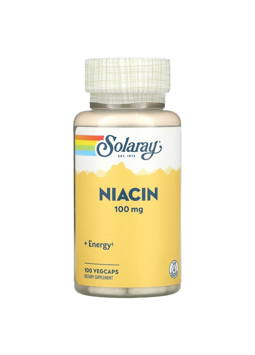 Ніацин, 100 Мг,, 100 капсул Solaray (326055278)