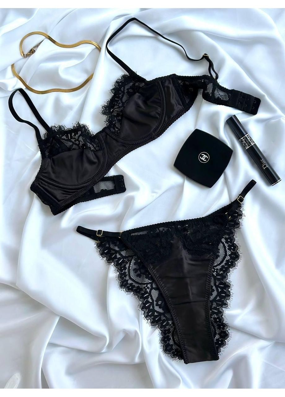 Чорний демісезонний повсякденний комплект жіночої нижньої білизни s чорний (do3365) Ghazel