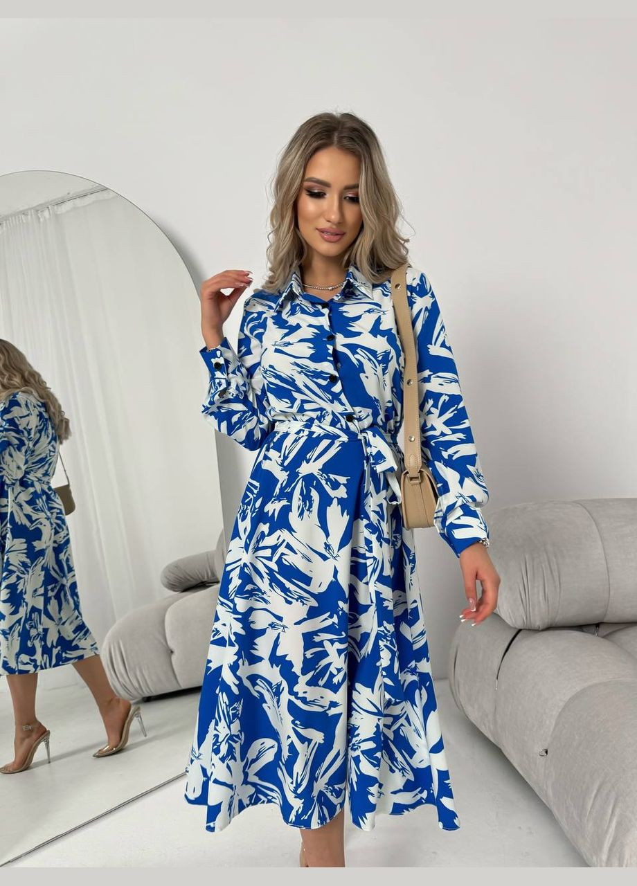 Синя жіноча сукня із шовкового софту колір синій р.42/44 454113 New Trend