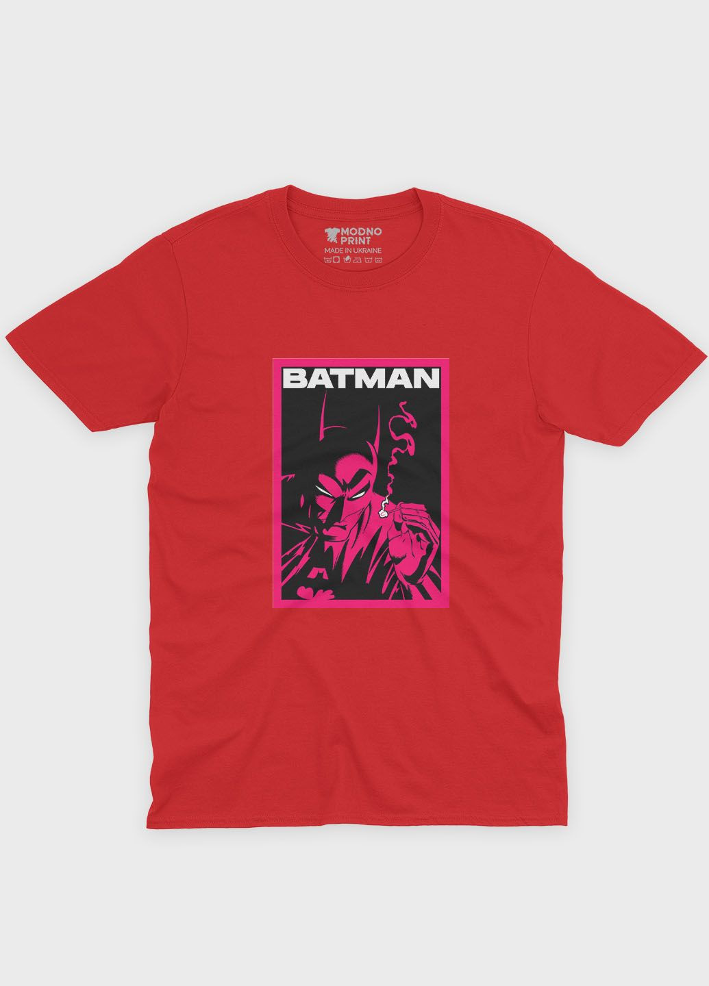 Красная демисезонная футболка для девочки с принтом супергероя - бэтмен (ts001-1-sre-006-003-023-g) Modno