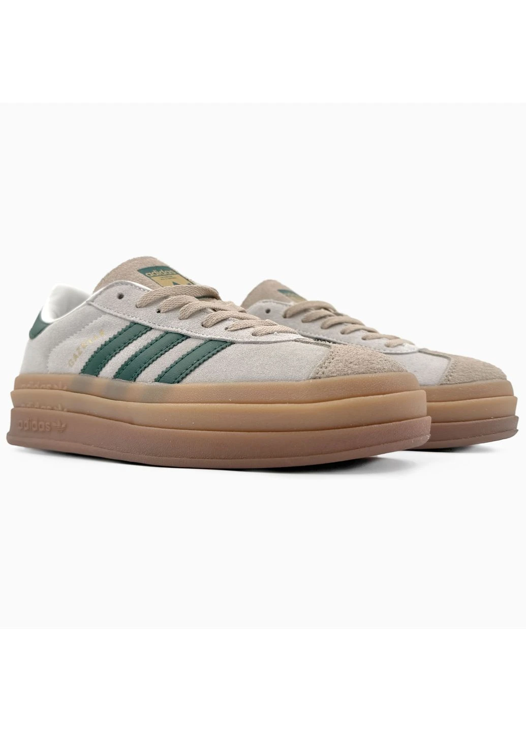 Бежевые летние кроссовки adidas gazelle bold cream navi адидас газель No Brand