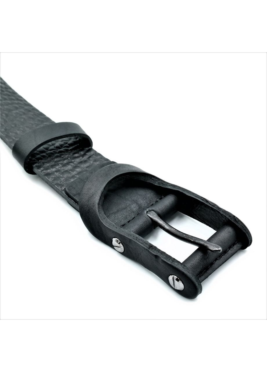 Шкіряний ремінь 3,8 см Чорний натуральна шкіра для чоловіків і жінок стильний пояс ProDobro (364668218)