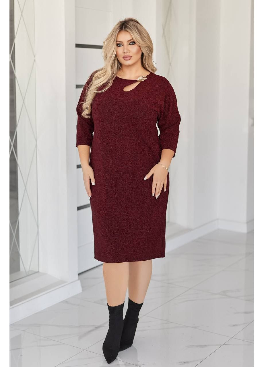 Бордова святковий, повсякденний, ділова, кежуал жіноча сукня міді Style Point однотонна