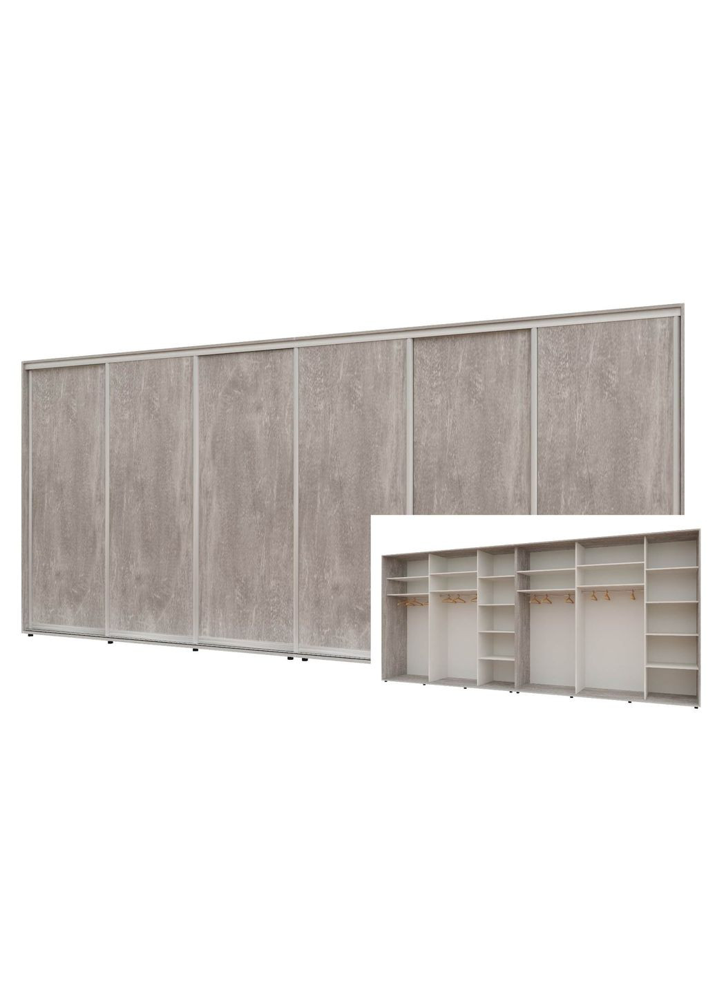 Шкаф-купе шестидверный Комфорт Мебель 480*60*220 см Бетон 6 дверей ДСП Стандарт Комфорт Меблі (360474482)