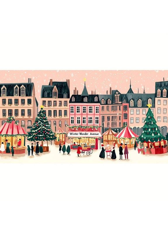 Набір для вишивання хрестиком в 3 нитки 11 ст Різдвянний ярмарок з нанесеною схемою на канву 30 х 50 см No Brand (371813477)