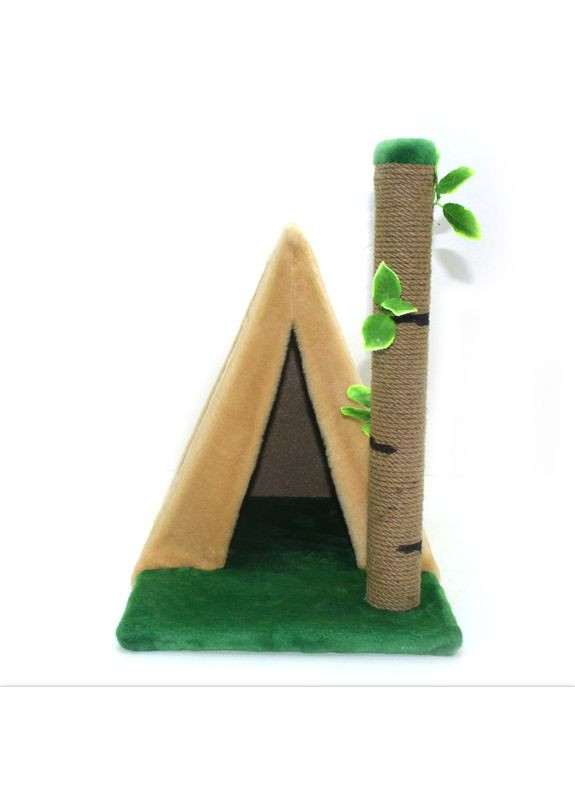 Домик-драпак для кота Привал джут H47 см Бежевый + Зеленый (A-003046) Лорі (315937697)