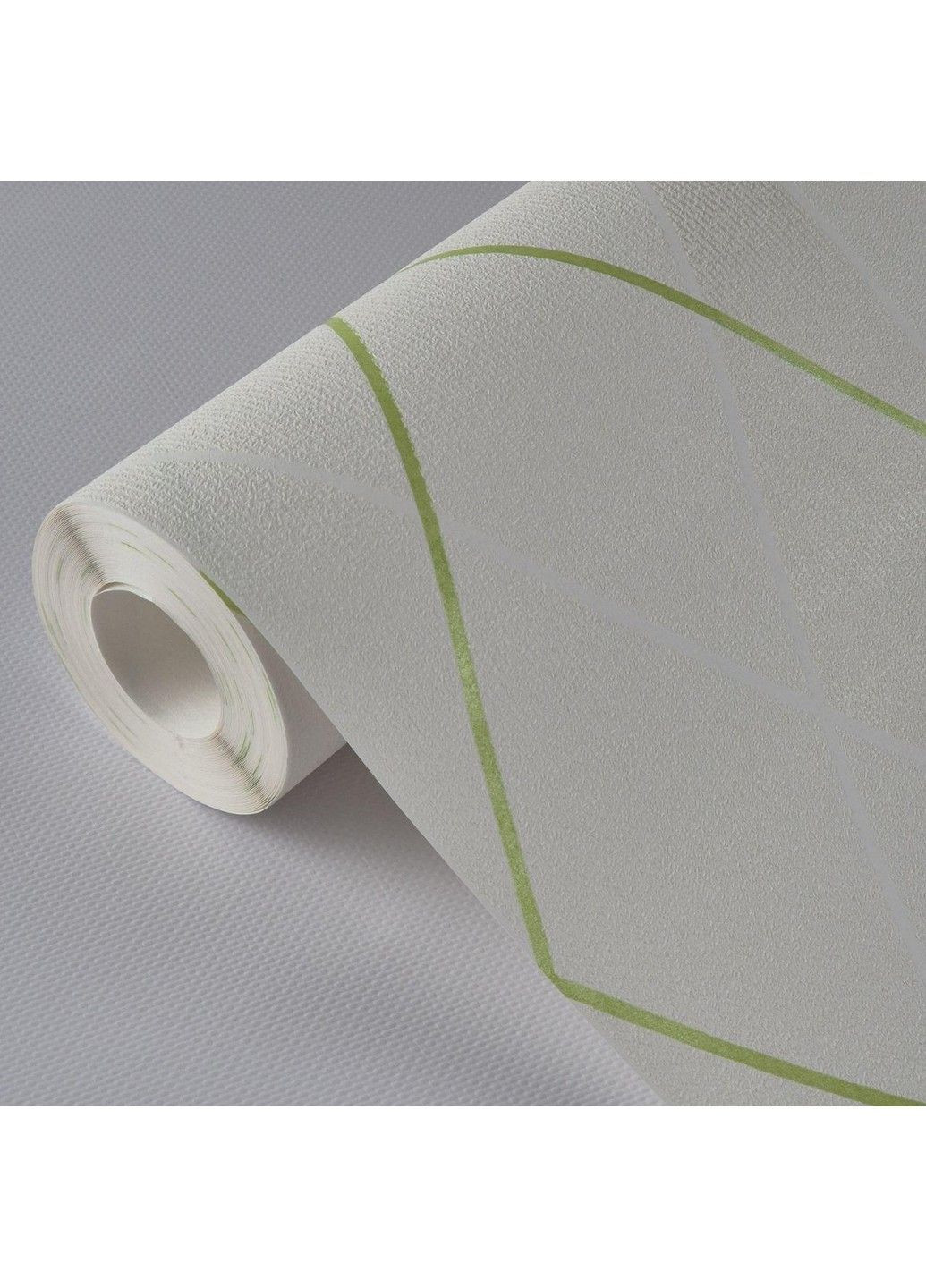 Шпалери вінілові на флізеліні 0.53 × 10.05 м 81972, молочно-бежеві з салатовими смугами — для спальні, дитячої, вітальні MARBURG (368895745)