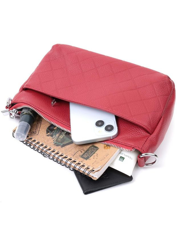Сумка кросс-боди через плечо женская из натуральной кожи маленькая Красный 36514 Vintage (353690018)