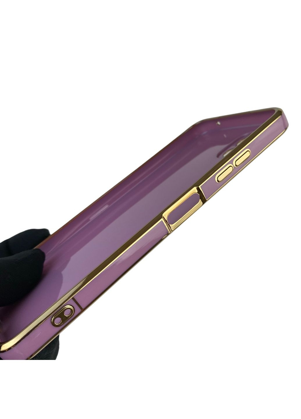 Чохол для Galaxy A22 5G (SM-A226) глянцевий із захистом камери із золотою окантовкою на самсунг а22 5г чорничний gs1 Samsung (366231851)