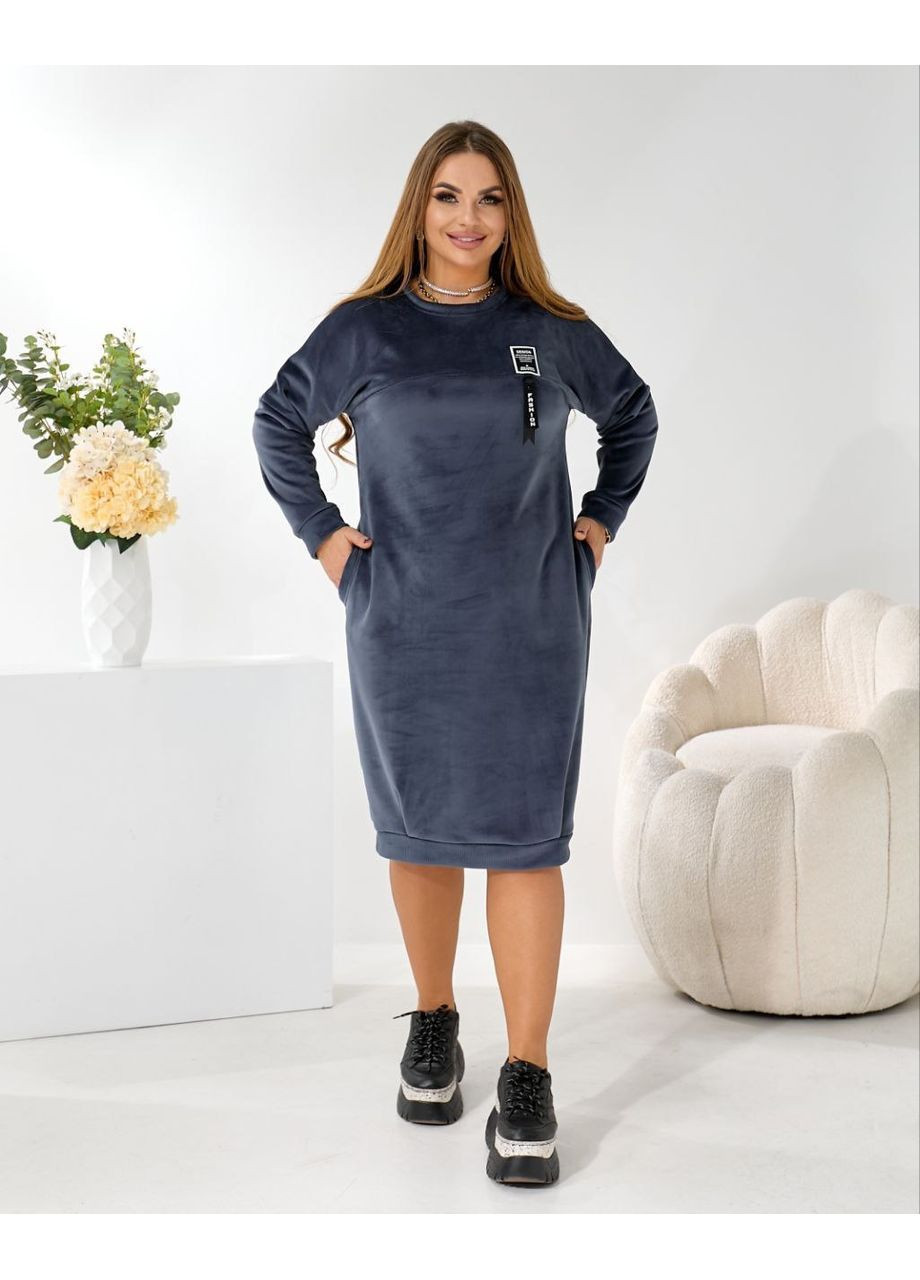 Графітова повсякденний, кежуал жіноча сукня великих розмірів тепла Style Point однотонна