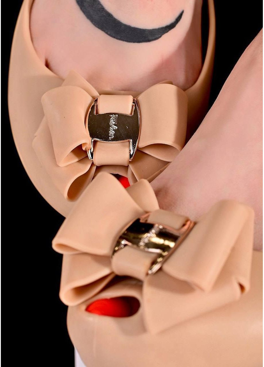 Женские балетки женские бежевые силиконовые | бежевые однотонные без декора, бант силикон (348428521)