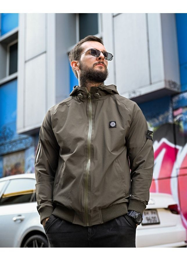 Оливковая демисезонная ветровка No Brand