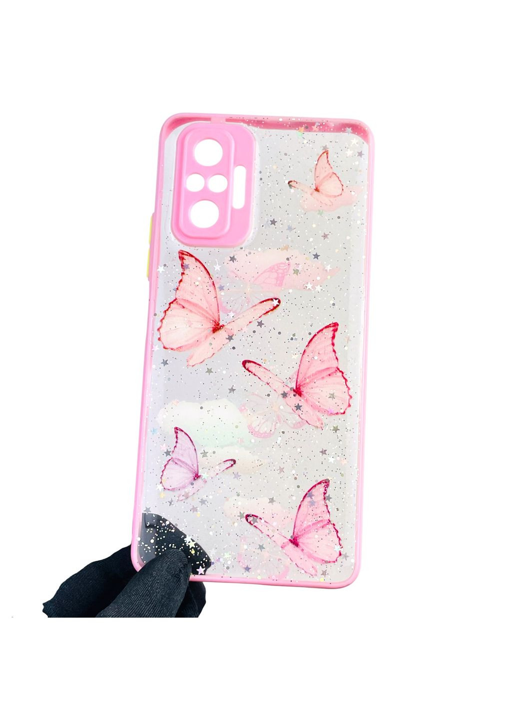 Чехол для Redmi Note 10 Pro 4G с блёстками с бабочками на сяоми редми нот 10 про 4г розовый Xiaomi (366386284)