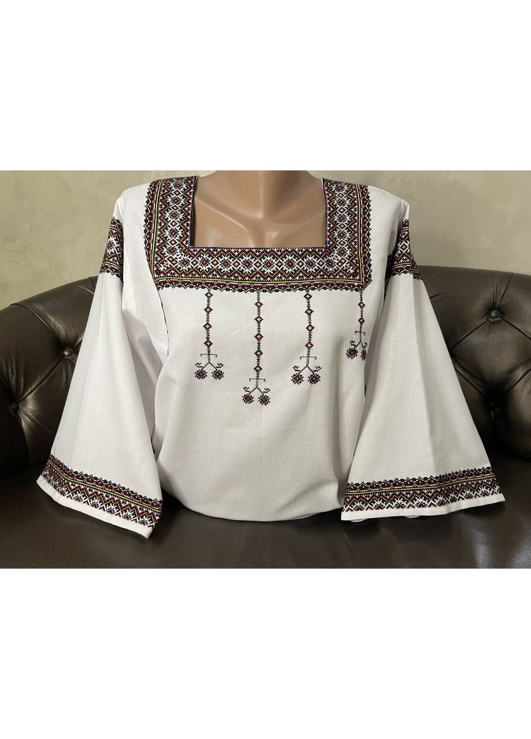 Белая стильная гуцульская вышиванка на белом домотканом полотне ручной работы ж-2540-2346. l (371907752)