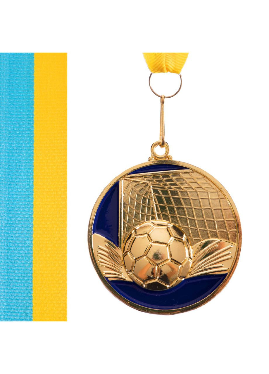 Медаль спортивная с лентой тематическая Футбол ø6,5см C-3975-1 место 1-золото (металл, ø6,5см, 60g) SP-Sport (361436901)