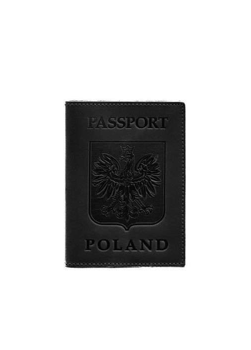 Кожаный переплет для паспорта с польским гербом черный Crazy Horse (A-027240) BlankNote (329186652)