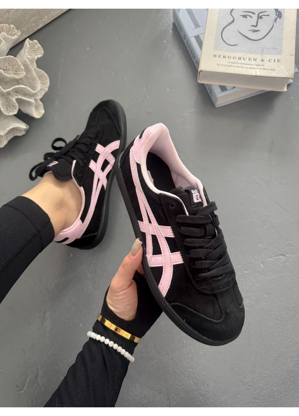 Чорні Осінні кросівки чоловічі і жіночі asics onitsuka toger black pink | асікс онітцука тайгер токутен чорні No Brand