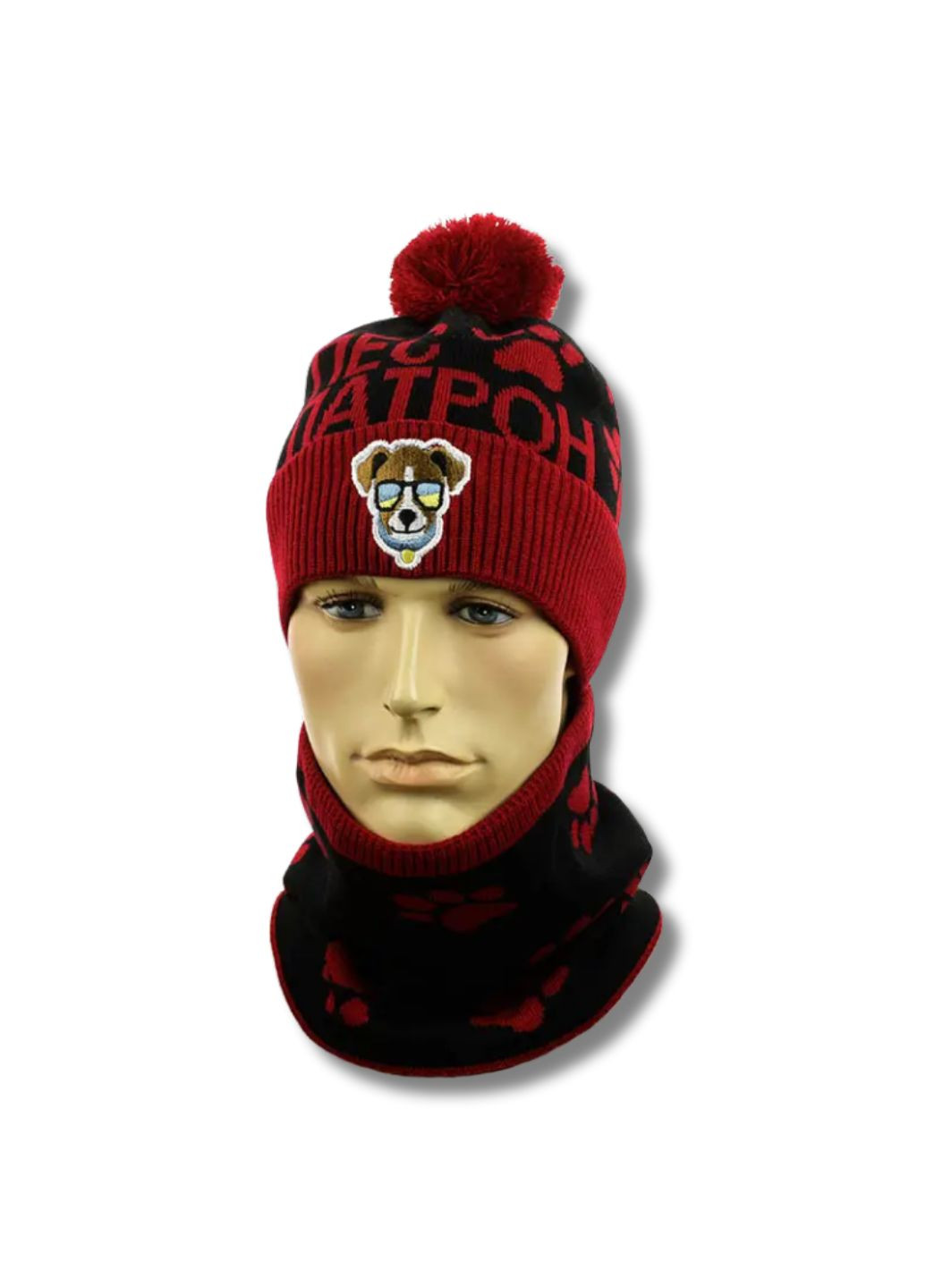Дитячий зимовий комплект шапка з помпоном + снуд Пес Патрон No Brand Дитячій зимовий комплект (350634119)