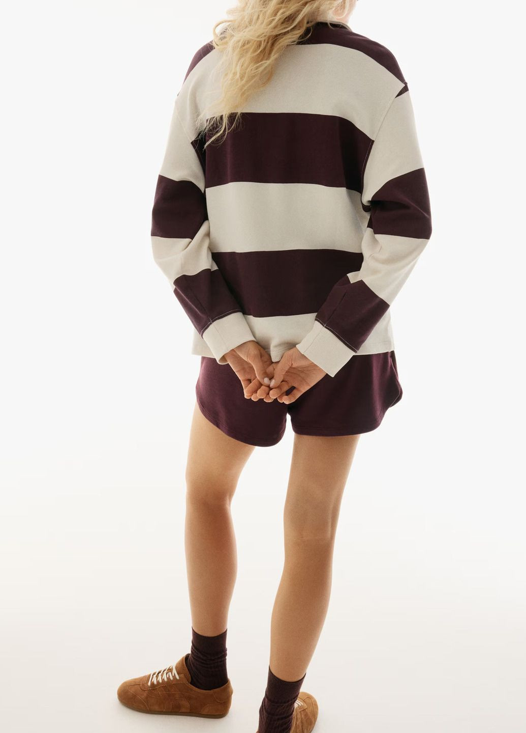 Цветная женская футболка-поло H&M в полоску