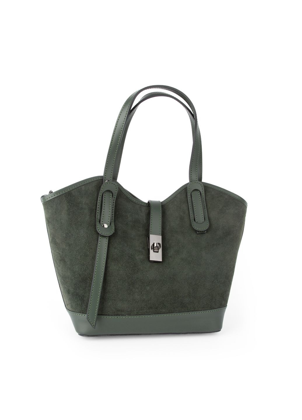 Сумка жіноча замшева 04054 з червоною підкладкою темно-зелена Virginia Conti (362219366)