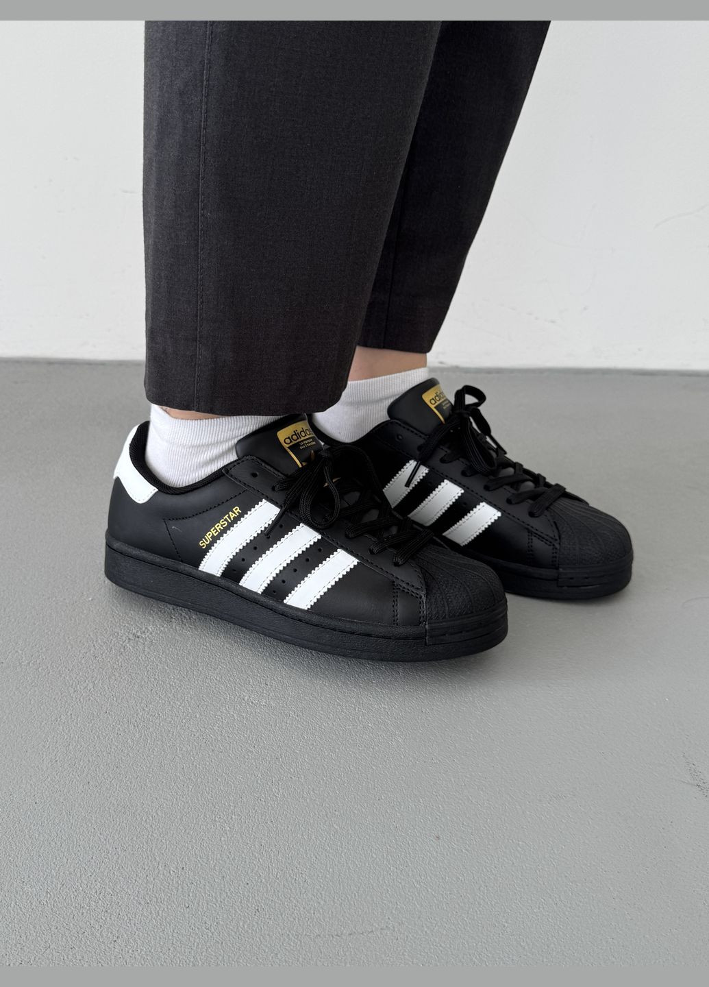 Кроссовки женские и мужские Adidas Superstar black | Адидас Суперстар черные No Brand чёрные демисезоны (316231435)