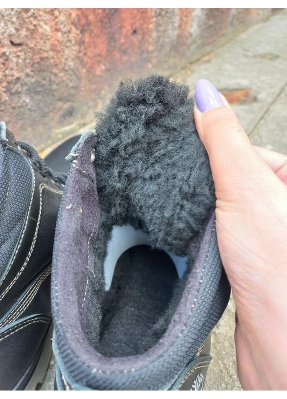 Черные зимние ботинки мужские зима, кожа No Brand