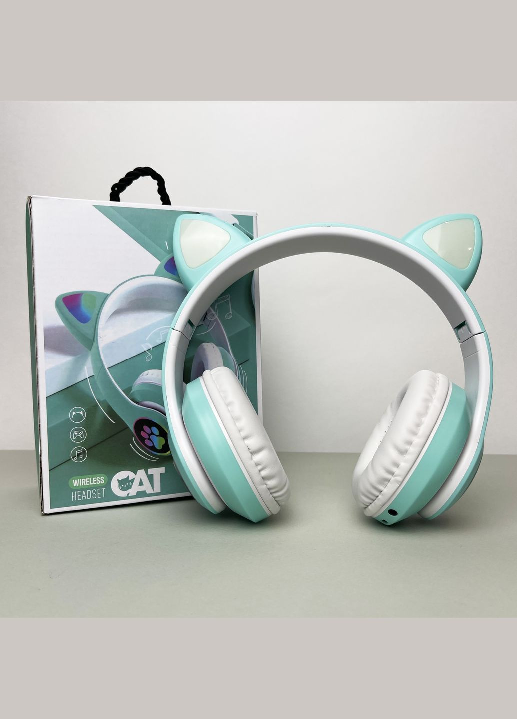 Беспроводные наушники Cat Ear RGB STN-28 Мятный No Brand (323584902)