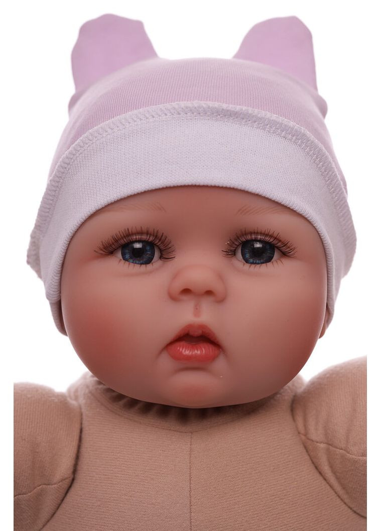 Шапка для дівчинки з вушками інтерлок Ведмедик фіолетовий 0м+ (52006) BABYKROHA (315748234)