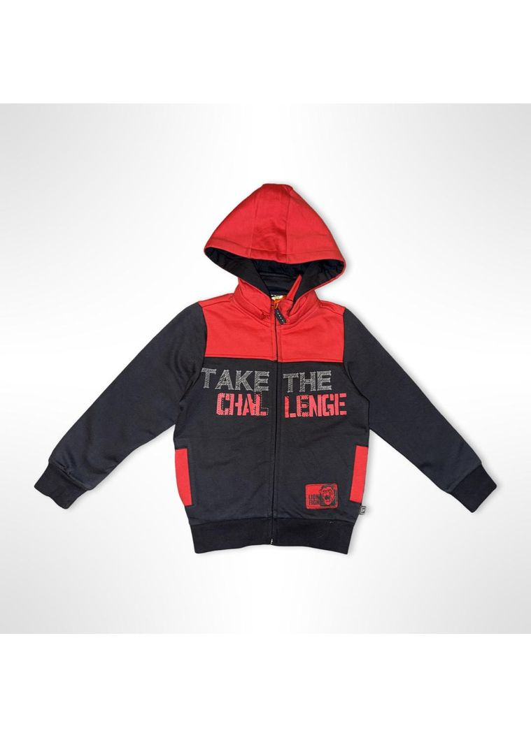 Кофта з капюшоном для хлопчика Чорно-червона (0786) Quadri foglio (355258758)