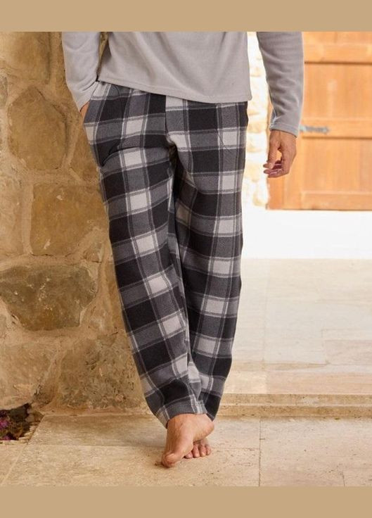 Чоловічі теплі штани з флісу в клітину темно-сірі Pijamoni (352769882)