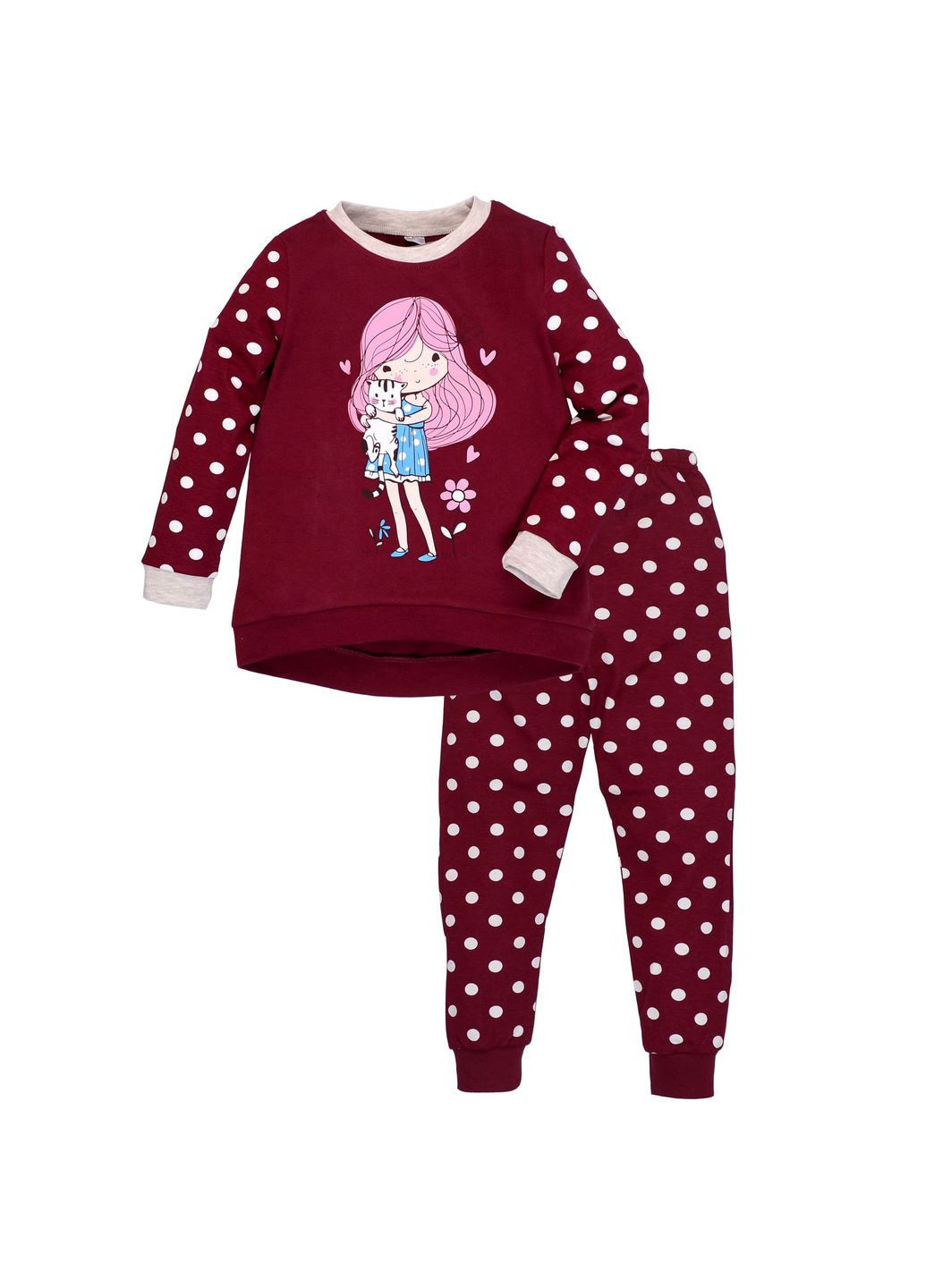 Бордова всесезон піжама дитяча татошка - зручна та стильна кофта + брюки JUGO 0806271брд