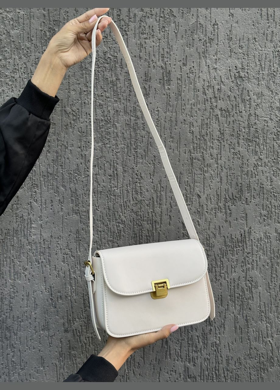 Жіноча біла молочна сумка 8015 8018 крос-боді No Brand (299279375)
