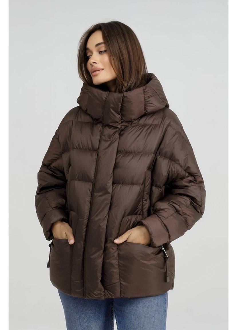 Коричневая зимняя пуховая куртка женская Snow Owl