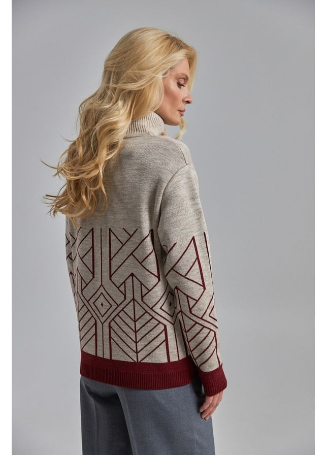 Бежевий демісезонний затишний жіночий светр прямого силуету (2906) Triko Bakh