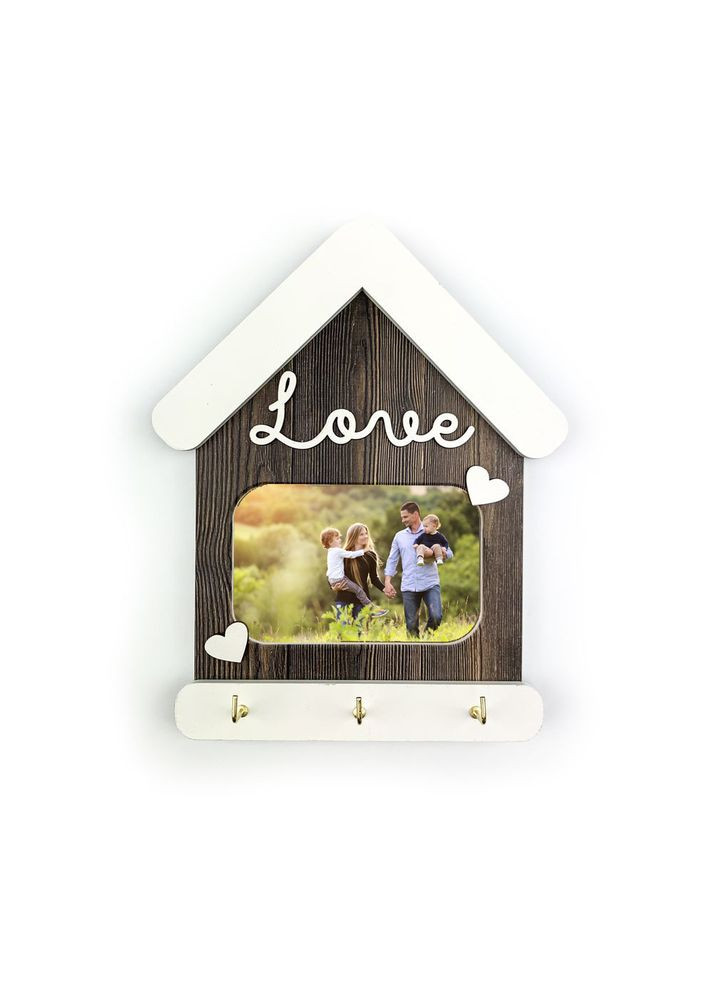 Декоративная ключница-рамка для фото Love (Коричневая прямоугольная с сердечками) хрклрам0004кпа Тур-Колекшн (355466225)