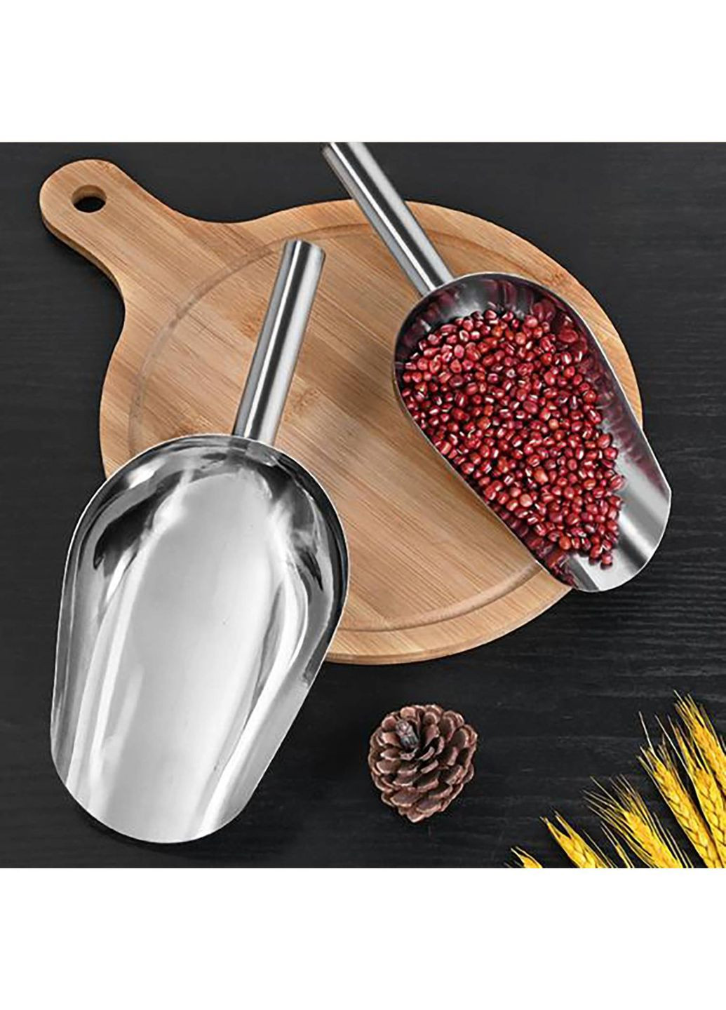 Комплект из 2 совков алюминиевых для льда, сахара, специй и сыпучих продуктов 26.5 и 21.5 см Kitchen Master (297829824)