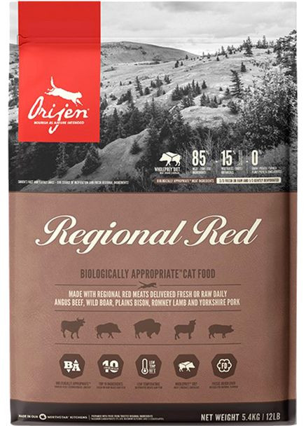 Сухий корм для котів Regional Red зі смаком м'яса та риби 5.4 кг (o28254) Orijen (280951582)