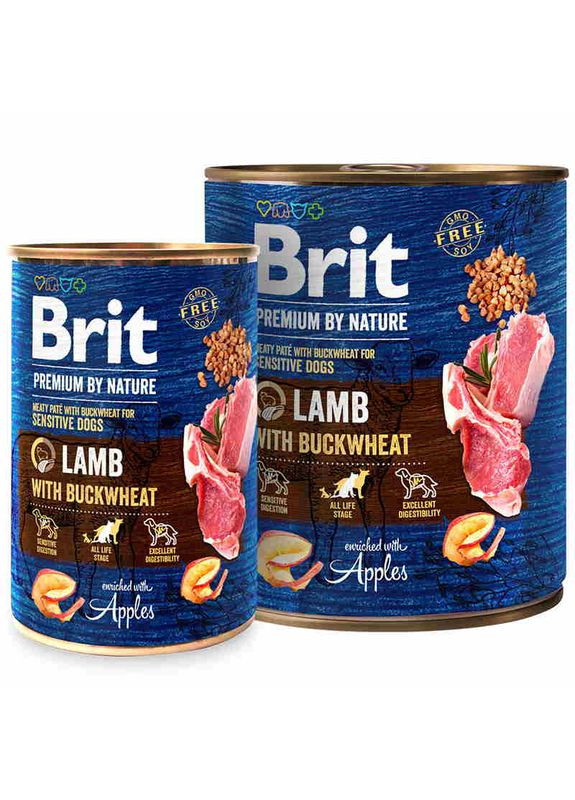 By Nature Lamb with Buckwheat - Консервированный корм с ягненком и гречкой для собак - 400 г Brit Premium (327062886)